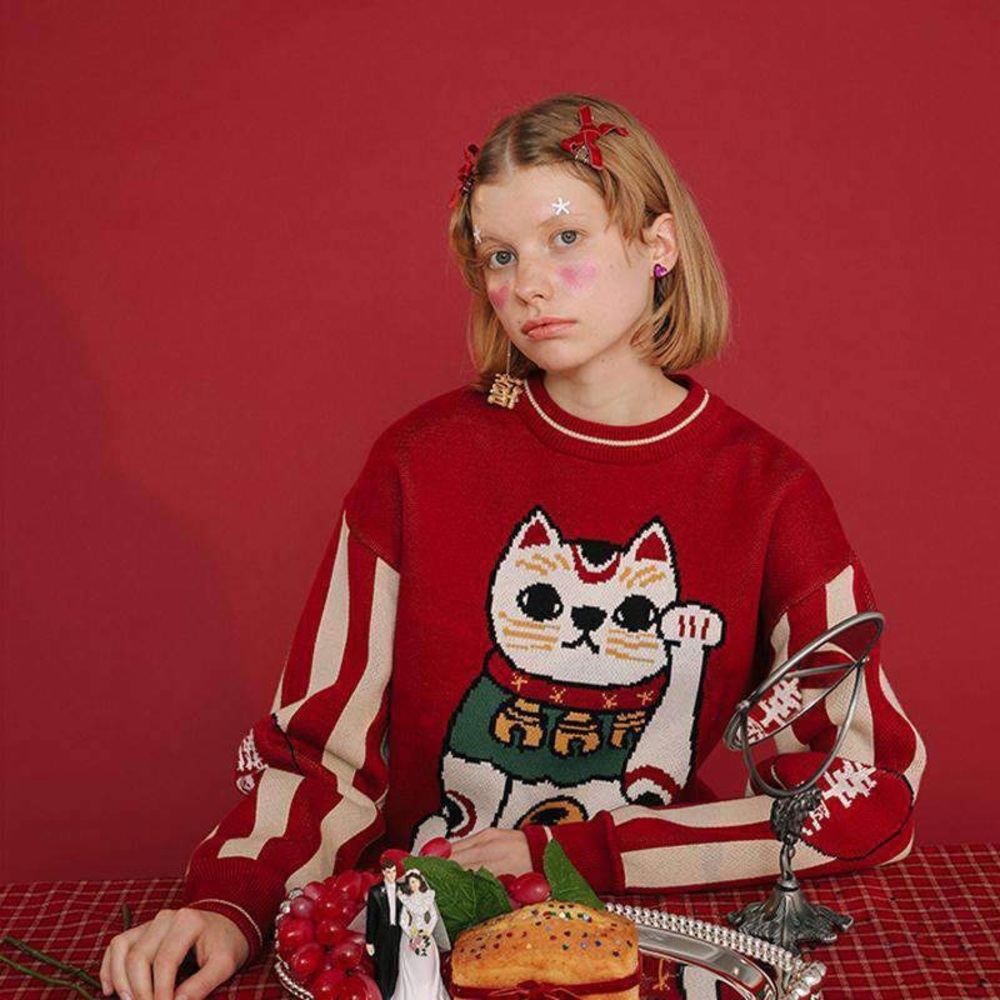 SOLD DO NOT BUY!! Kina and Tam Lucky Cat Sweater